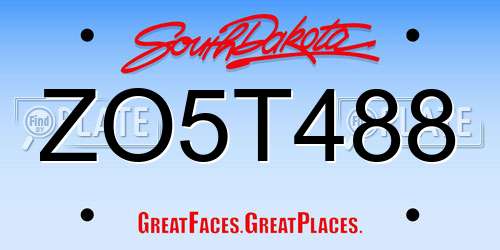 ZO5T488 South Dakota License Plate