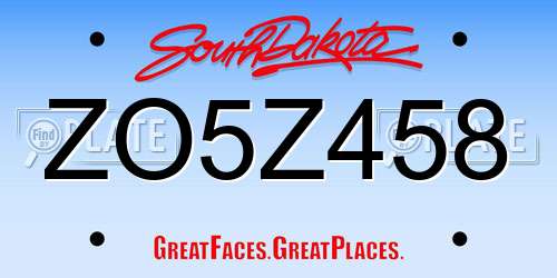 ZO5Z458 South Dakota License Plate