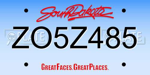 ZO5Z485 South Dakota License Plate