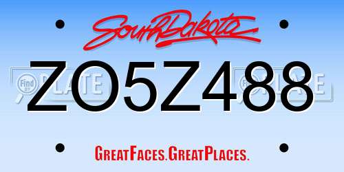 ZO5Z488 South Dakota License Plate