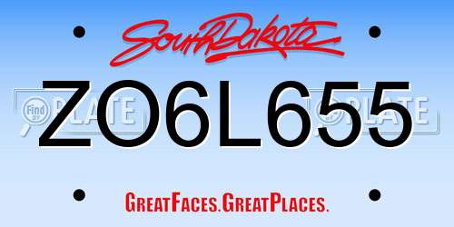ZO6L655 South Dakota License Plate