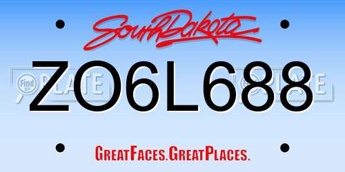 ZO6L688 South Dakota License Plate