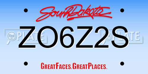 ZO6Z2S South Dakota License Plate