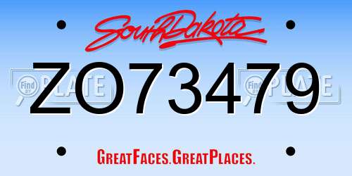 ZO73479 South Dakota License Plate