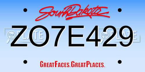 ZO7E429 South Dakota License Plate
