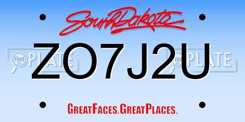ZO7J2U South Dakota License Plate