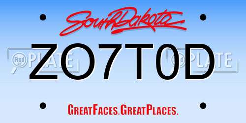 ZO7T0D South Dakota License Plate