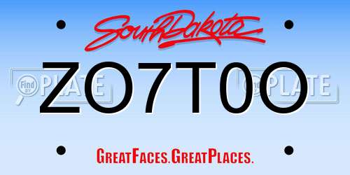ZO7T0O South Dakota License Plate