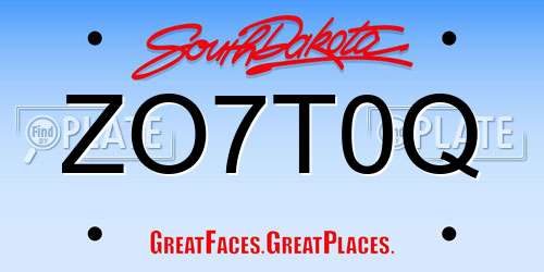 ZO7T0Q South Dakota License Plate
