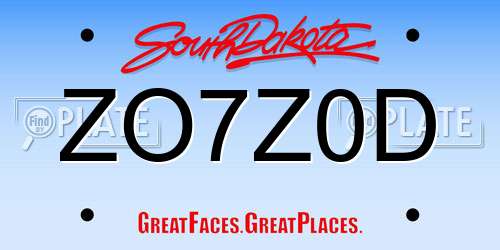 ZO7Z0D South Dakota License Plate