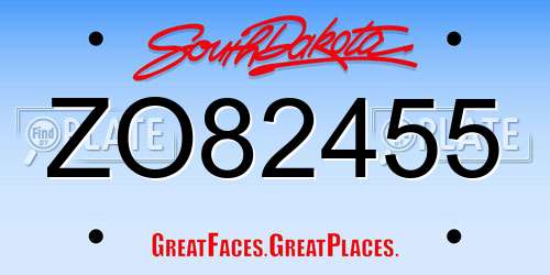 ZO82455 South Dakota License Plate
