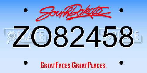 ZO82458 South Dakota License Plate