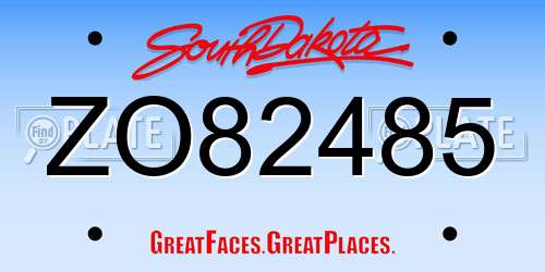 ZO82485 South Dakota License Plate