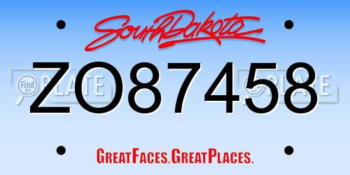 ZO87458 South Dakota License Plate