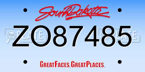 ZO87485 South Dakota License Plate