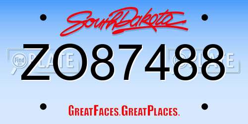 ZO87488 South Dakota License Plate