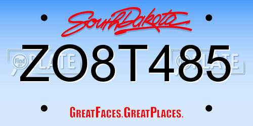 ZO8T485 South Dakota License Plate