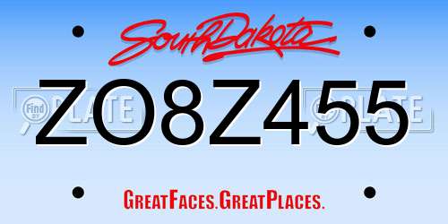 ZO8Z455 South Dakota License Plate