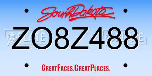 ZO8Z488 South Dakota License Plate