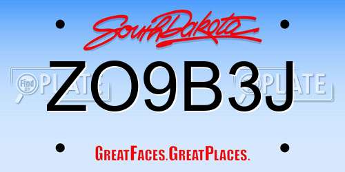 ZO9B3J South Dakota License Plate
