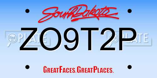 ZO9T2P South Dakota License Plate