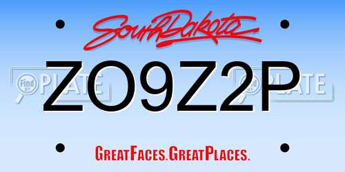 ZO9Z2P South Dakota License Plate