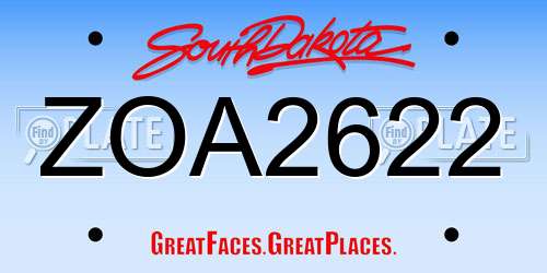ZOA2622 South Dakota License Plate