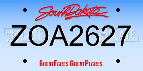 ZOA2627 South Dakota License Plate