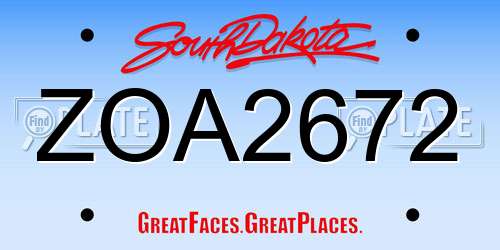 ZOA2672 South Dakota License Plate