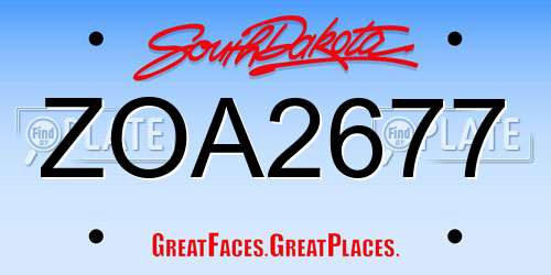 ZOA2677 South Dakota License Plate