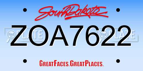 ZOA7622 South Dakota License Plate