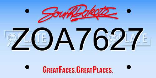 ZOA7627 South Dakota License Plate