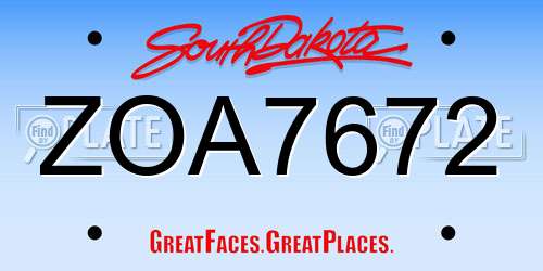 ZOA7672 South Dakota License Plate