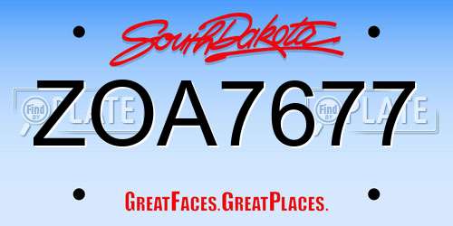 ZOA7677 South Dakota License Plate