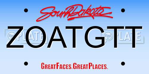 ZOATGTT South Dakota License Plate