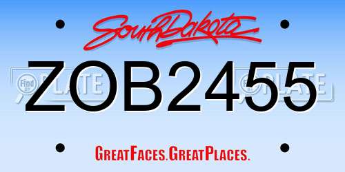 ZOB2455 South Dakota License Plate