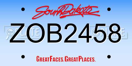 ZOB2458 South Dakota License Plate