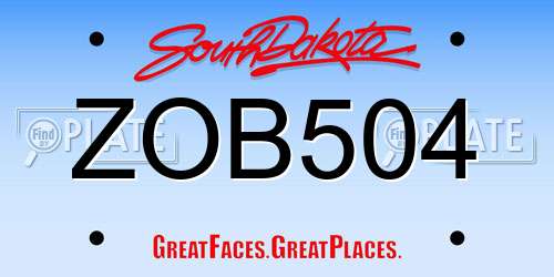 ZOB504 South Dakota License Plate