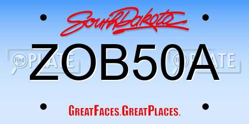 ZOB50A South Dakota License Plate
