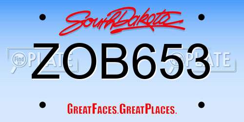 ZOB653 South Dakota License Plate