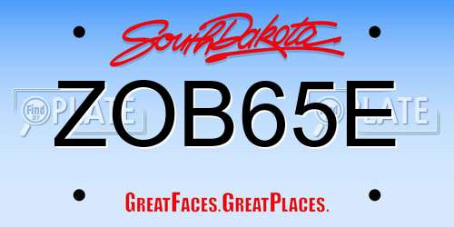 ZOB65E South Dakota License Plate