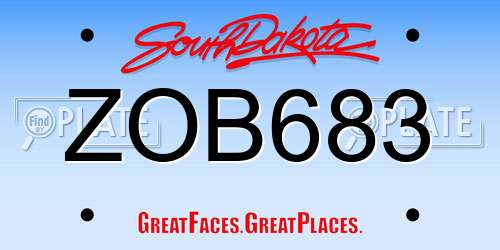 ZOB683 South Dakota License Plate