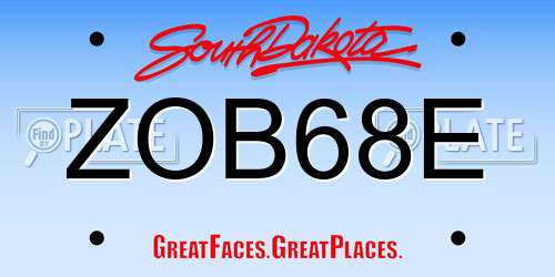 ZOB68E South Dakota License Plate
