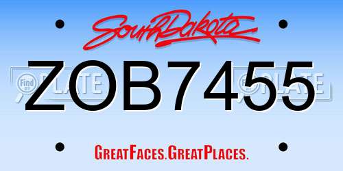 ZOB7455 South Dakota License Plate