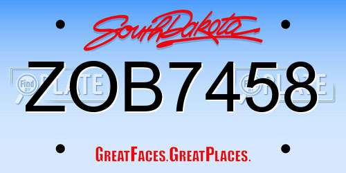 ZOB7458 South Dakota License Plate