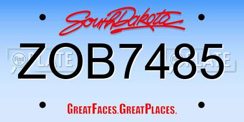 ZOB7485 South Dakota License Plate