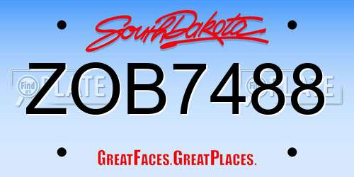ZOB7488 South Dakota License Plate