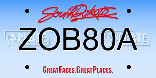 ZOB80A South Dakota License Plate