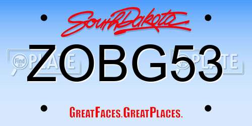 ZOBG53 South Dakota License Plate