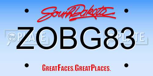 ZOBG83 South Dakota License Plate